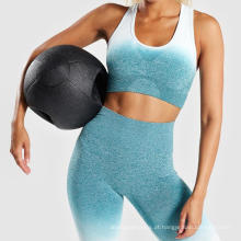Tingindo gradiente de tingimento cor sem costura Bra Yoga Bra Sports Sports Use Yoga Fitness Seamless Tople
